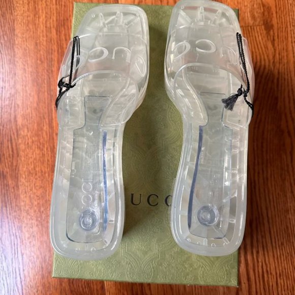 NIB Gucci Transparent Clear Jelly Platform Slide Sandals Sz 38 - Picture 5 of 6